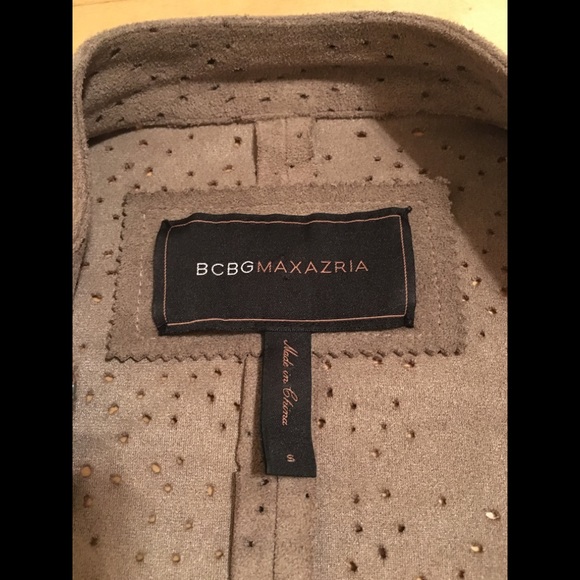 BCBG Max Azria beige/ brown suede jacket - Picture 4 of 6